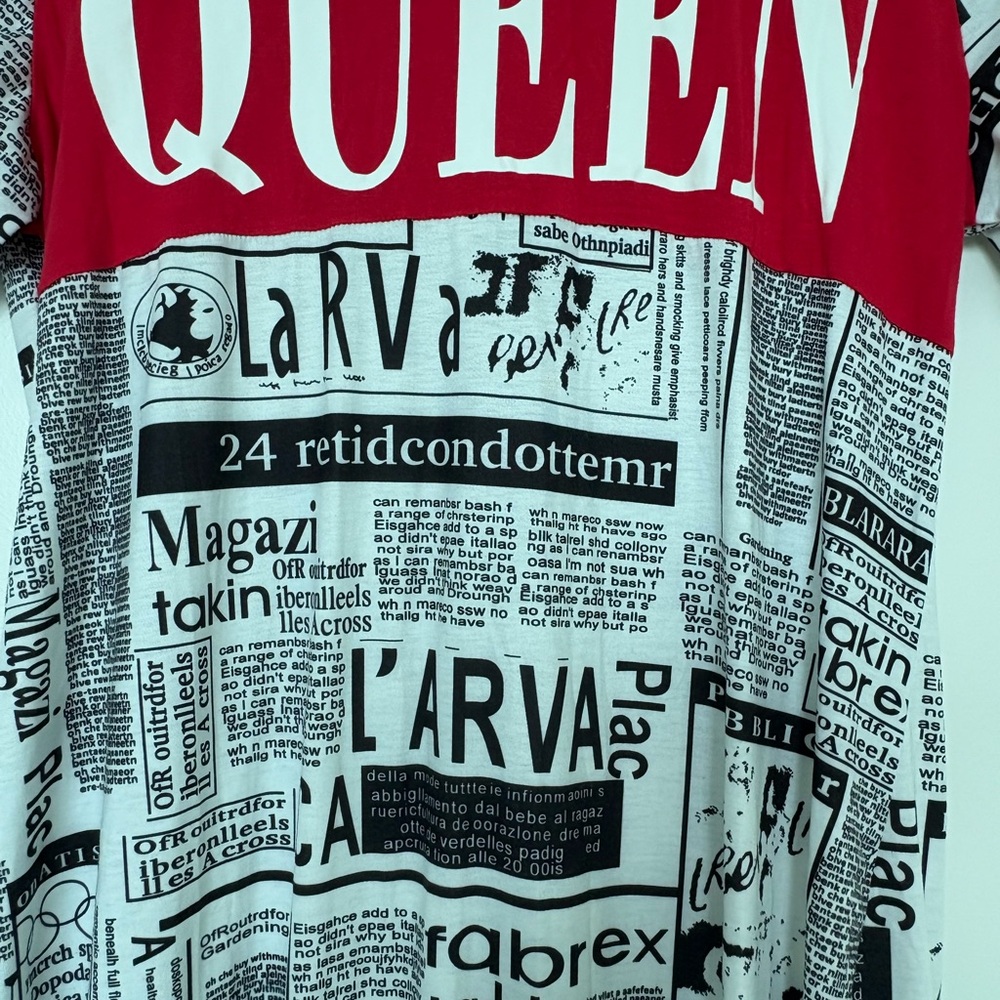 SHEIN Black and White Newspaper Print Dress with Red Accent size 2XL - Picture 2 of 5